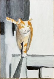 Chat perché(Huile sur toile)