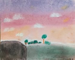  Coucher de soleil(pastel sec)
